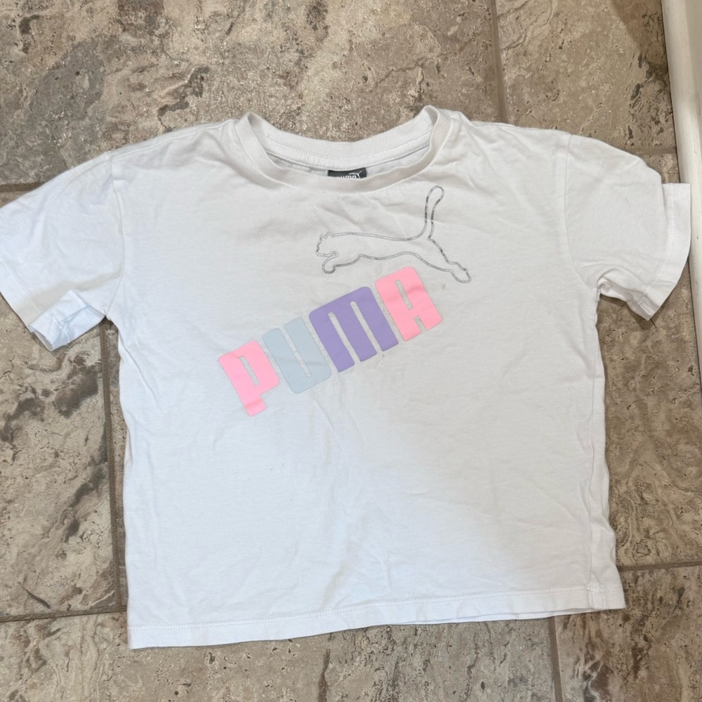 Like New size small Puma White Tee with Pink and Purple Accents